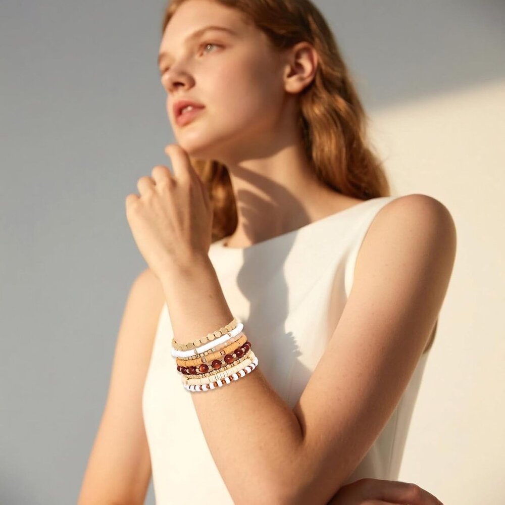 Elastic Layering Bracelets - 13pcs Stackable Boho… - image 6